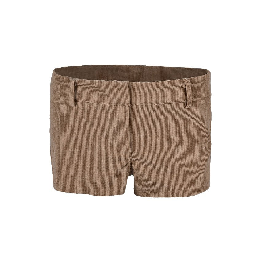 Low-rise Dress Pants Brown Corduroy Shorts